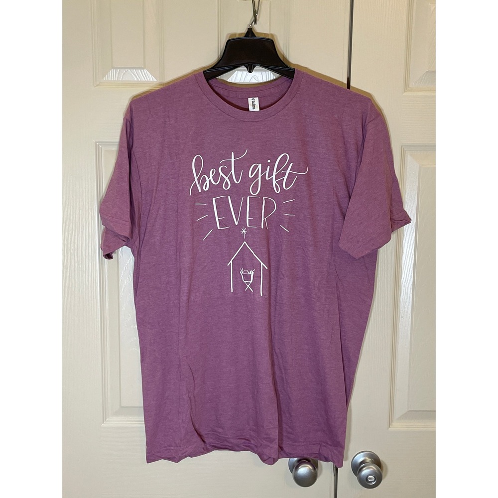 Tultex Graphic Tee Womens XL Purple NWOT Best Gift Ever Nativity Christmas Shirt